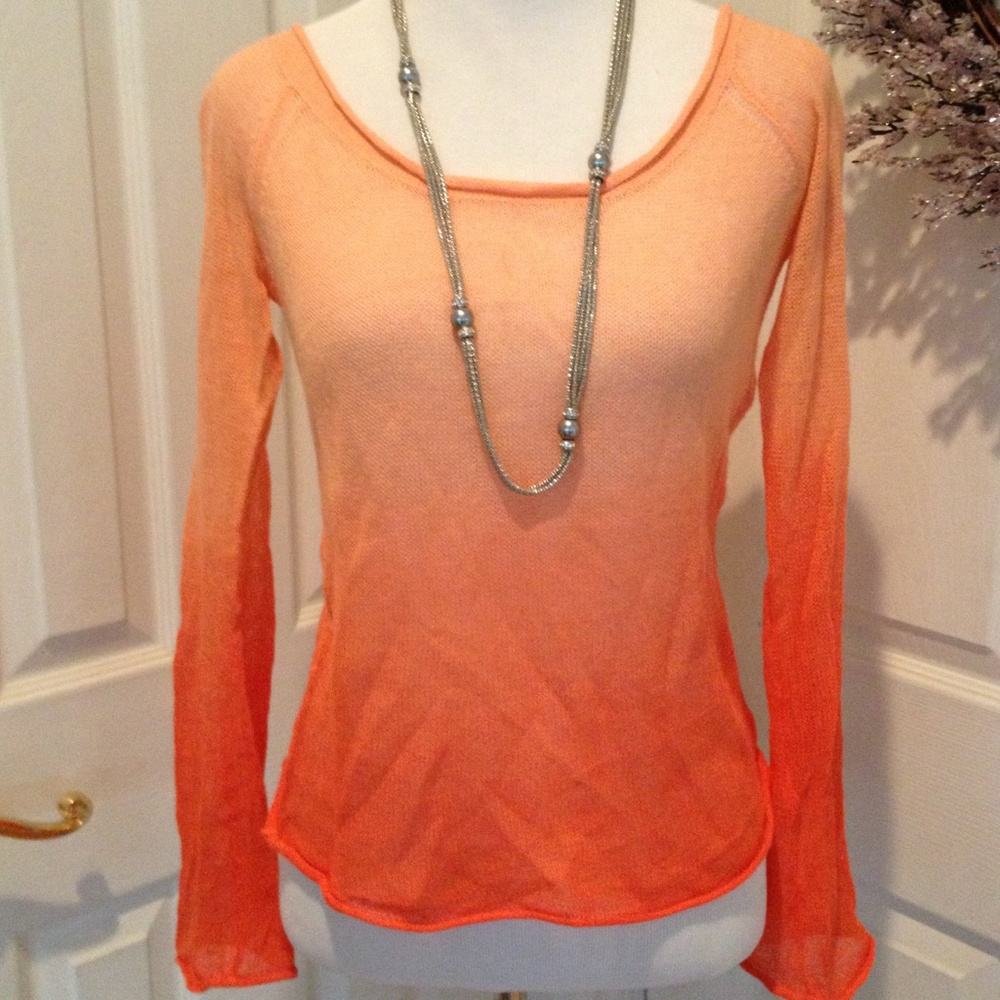 Peach to coral ombré thin sweater